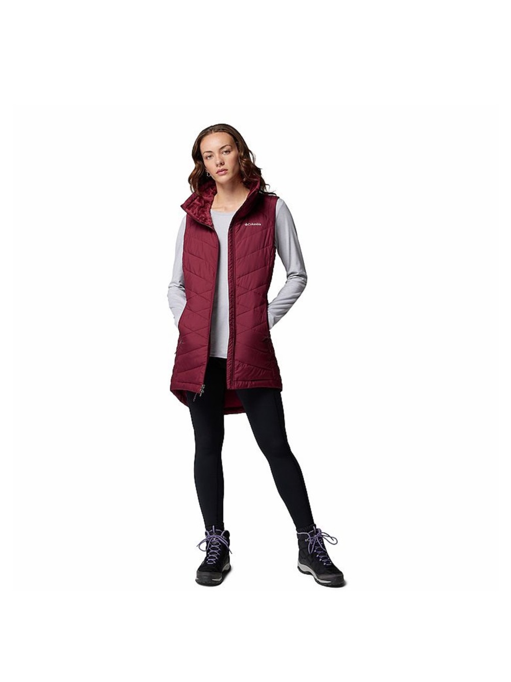 Women’s Quilted Sleeveless Vest - Burgundy